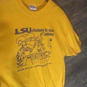 VTG LSU Tigers Shirt Mens Large XL Gold 2003 Mardi Gras Louisiana Purchase